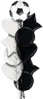 10 Pcs Black and White Soccer Balloons Set, Sports Party Decorations with Star and Heart Shape Perfect for Birthdays, Cheerleading Parties, Special Events for Football Fans