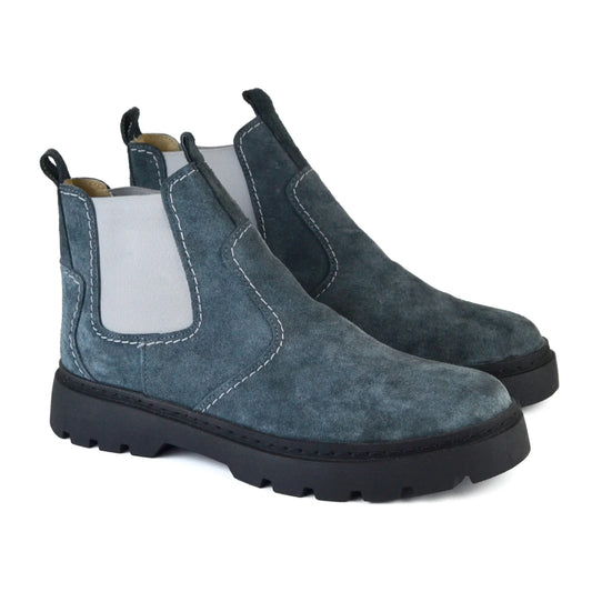 Leather Chunky Boot – S-4001 GRAY