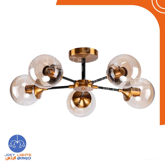 ‎Chandelier 5 Shield – Black * Shiny Gold – (Code:237)‎