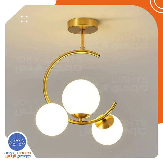 3 Club Crescent Pendant - Shiny Gold - (code:254)