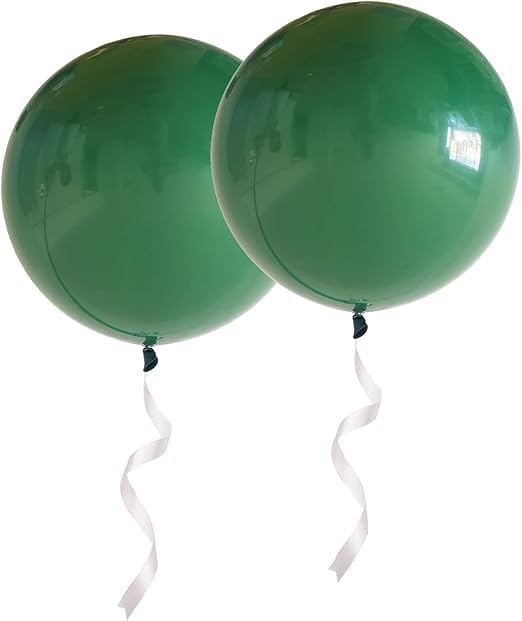 Dark Green Giant Balloons 36 Inch - 2 Pack Jumbo Green Balloons Large Round Emerald Green Latex Balloons for Baby Shower Christmas St. Patrick's Day Jungle Safari Theme Party Decorations