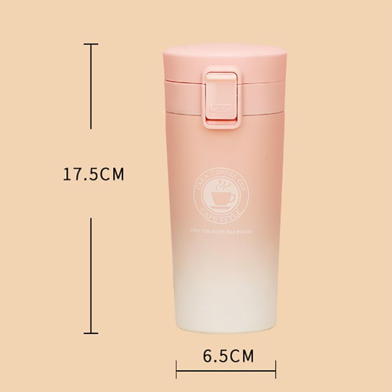 380ml Stainless Steel Double Wall Vacuum Insulated Coffee Tea Mug Travel Mug Water Bottle with Mesh Filter and Flip Lid to Keep Drinks Cold and Hot up to 6 Hours, 380ml (Brown/Yellow)