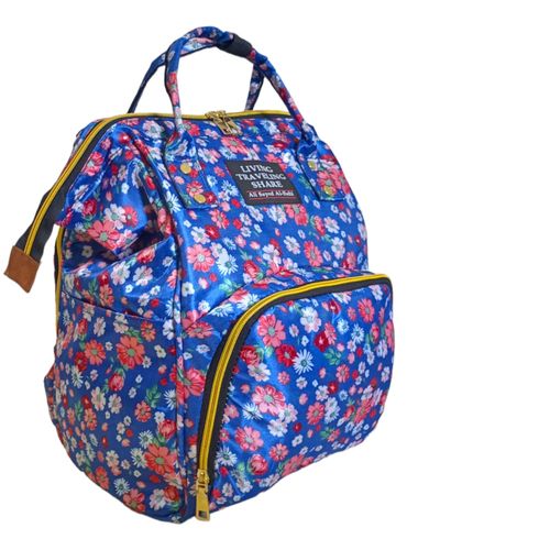 Baby Mami Going Out Bag, Navy Blue, Decorated With Flowers