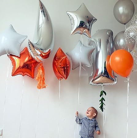 10 Pack 18 Inch Silver Star Foil Balloons - Unique Decoration Balloons for Birthday Party, Wedding, Special Event - Helium or Air Inflatable