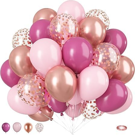 Rose Gold Balloon Garland Kit - 50 Pcs Elegant Party Decorations with Shiny Gold Dots - Perfect for Birthday, Wedding