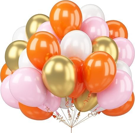 Premium Balloon Bouquet - Mix of Gold, Orange, and Pink Glitter - Perfect Party Decoration for Holidays and Special Occasions