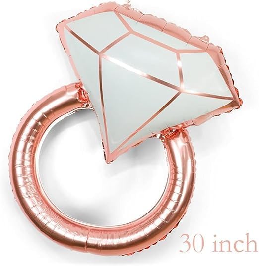 Diamond Ring Foil Balloon Set, 5pcs Bridal Shower Supplies for Bridal Shower Bride to be Party Wedding Engagement Decoration