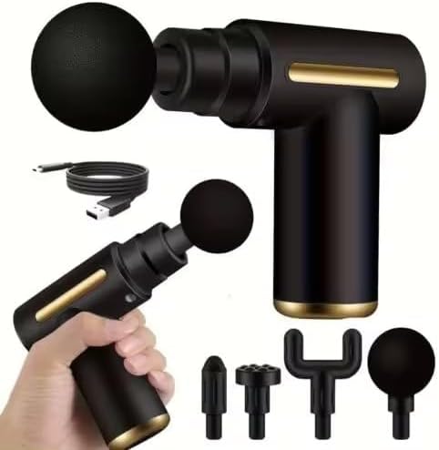 DUNGRANI ENTERPRISE Mini Massage Gun Deep Tissue - Portable 6 Speeds Handheld Muscle Massager with 4 Massage Heads 1800mAh Battery & Type-C Charging, for Muscle Pain Relief Recovery, Multi (Style 1)
