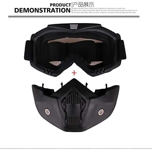 Motorcycle Goggles Mask with Detachable Goggles and Mouth Filter Harley Style Protect Padding Helmet