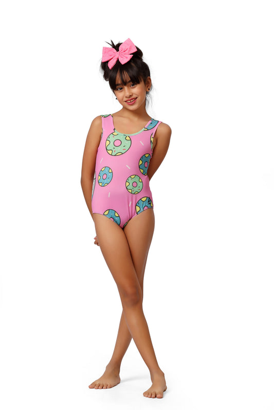 Pink Donut Print One-Piece Swimwear 0221-GR