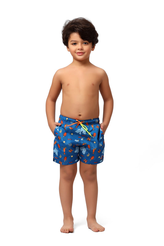 Blue Printed Swim Short 0199-BR