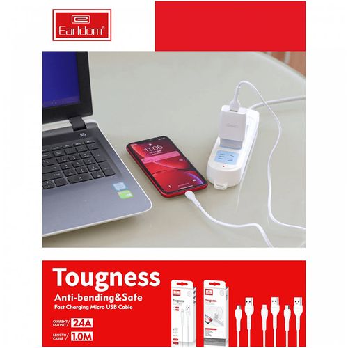 Earldom 1M White USB Type-C Cable - Fast Charging & Data Transfer for Smartphones, Tablets, Laptops & More