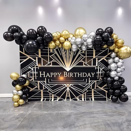 "Elegant Metallic Balloon Bouquet - Mix of Gold, Black, and Silver - Luxury Decoration for Events and Parties"