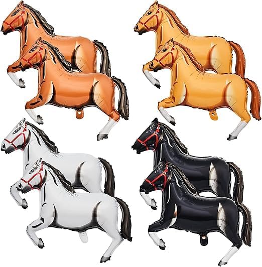 8 Pcs 30 Inch Horse Balloons Aluminum Foil Horse Balloons Perfect for Horse Theme Party Decorations, Such as Birthday Party, Baby Shower, Cowboy Party.