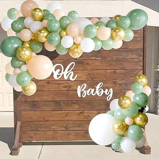Amazing Latex Balloons Set, Attractive Mix of Sage Green, White and Gold Confetti Balloons Perfect for Party Decoration and Add Touch