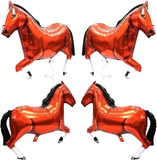 4 Pcs Horse Balloons Horse Balloons Aluminum Foil Balloons Perfect for Horse Theme Party Decorations, Such as Birthday Party, Baby Shower, Cowboy Party.