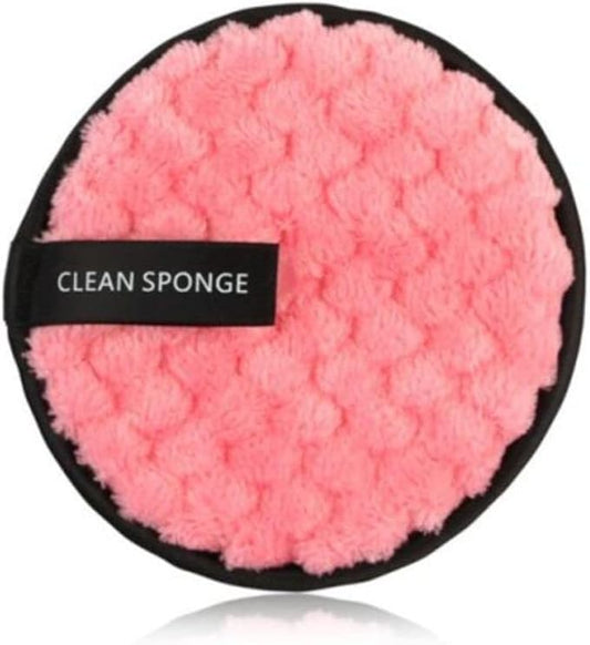 Fiber Makeup Remover Pad Reusable Face Cleaning Sponge Cosmetic Puff (Pink)