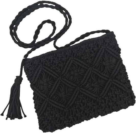 Women Small Macrame Handmade Tassel Handbag Shoulder Bag