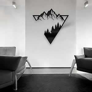 Wall painting in the shape of mountains, home decor, gift, living room decor, made of wood MDF, laser cut (60X60CM)