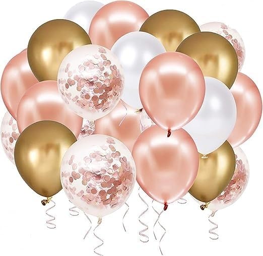 Rose Gold Foil Latex Balloons 60pcs 12 Inch White Gold Foil Balloons Rose Gold Foil Balloons for Decoration Use Perfect for Party Decoration