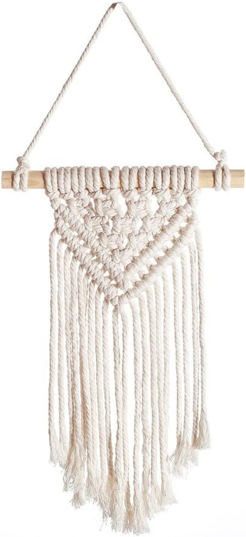 Set Small Macrame Wall Hanging, Mini Macrame Mural, Cotton Yarn Wall Hanging, Bedroom Nursery Wall Art Decor, Bohemian Hygge Home Decoration (Set of 2)