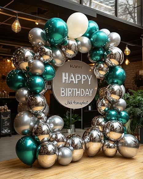 High Quality Blue Latex Balloons, 12 Inch Perfect for Birthday Party, Wedding, Special Event Decoration, Air or Helium Inflatable, Includes 100 Balloons (Chrome Nickel Silver)