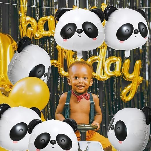 Cute Panda Head Party Balloon, Wildlife Jungle Safari Forest Animals Mylar Foil Giant Panda Balloons For Animals Theme Birthday Party Baby Shower Decorations Supplies