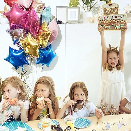 10 Pack 18 Inch Blue Star Foil Balloons - Unique Decoration Balloons for Birthday Party, Wedding, Special Event - Helium or Air Inflatable