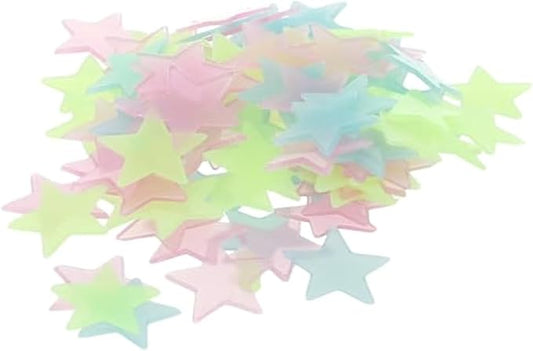 100pcs Fluorescent Wall Stickers Decal Glow Luminous Stars - Multicolor-multi size