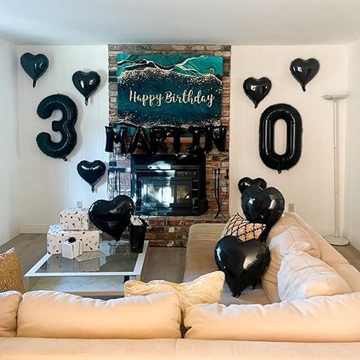 Heart Foil Balloons - 10 Pcs Black Heart Balloons, 18 Inch Valentines Day Balloons, Black Foil Balloons Helium Balloons for Valentine's Day Decorations, Wedding Party