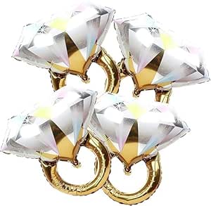 Engagement Ring Balloons Set of 4, High Quality Mylar Foil Balloons, Add Luxurious and Unique Touch to Engagement Wedding Party