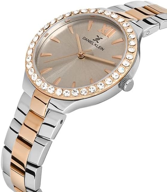 Daniel Klein Watch for Women Quartz Movement Analog Display Silver and Rose Gold Metal Strap-DK.1.13205-6