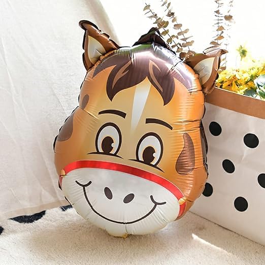 Horse Face Balloons - Donkey Foil Myla Balloons, Farm Animal Balloons for Baby Shower Farm Animal Themed Birthday Party, 5 Pcs Decoration Kit