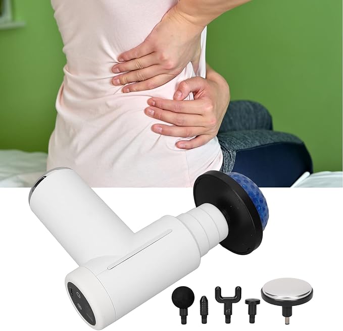 ZJchao Massage Gun Deep Tissue, Handheld Adjustable Electric Muscle Massager Portable Hot Cold Compress Percussion Deep Tissue Massager for Athletes Gym Relaxation (White)