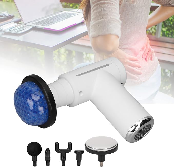 ZJchao Massage Gun Deep Tissue, Handheld Adjustable Electric Muscle Massager Portable Hot Cold Compress Percussion Deep Tissue Massager for Athletes Gym Relaxation (White)