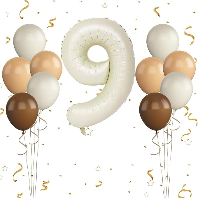 Birthday Balloon Set for Party Decorations, Retro Style, Baby Shower, Anniversary (cream white, 2nd)