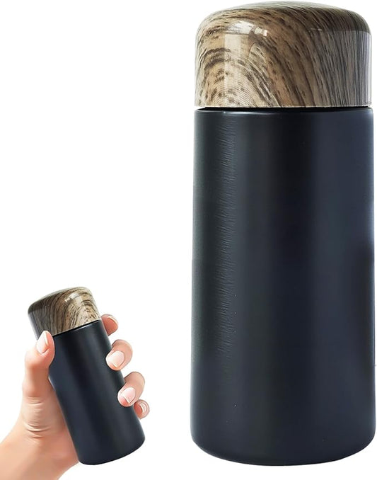 150ML Small Thermal Flask for Milk Coffee Tea,Mini Flasks for Hot Cold Drinks,Small Water Bottle of 304 Stainless Steel,Portable Vacuum Flask for Work (Black)