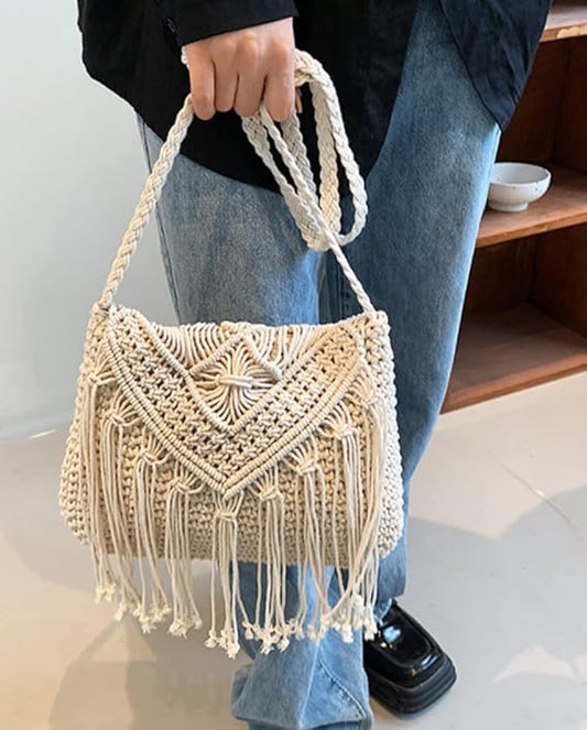 Crossbody Bag Purse Women Cute Hobo Bag Satchel Bag Summer Beach Bag Knit Bag Shoulder Bag Tassels Crochet Tote Handbags