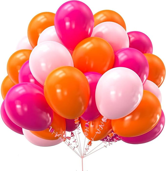 60pcs Colorful Party Balloons – Vibrant Assorted Colors to Brighten Up Your Celebration! Perfect for Birthdays, Baby Showers & More (pink hot pink orange)