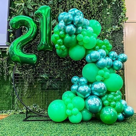 High Quality Blue Latex Balloons, 12 Inch Perfect for Birthday Party, Wedding, Special Event Decoration, Air or Helium Inflatable, Includes 100 Balloons (Green Nickel Chrome)