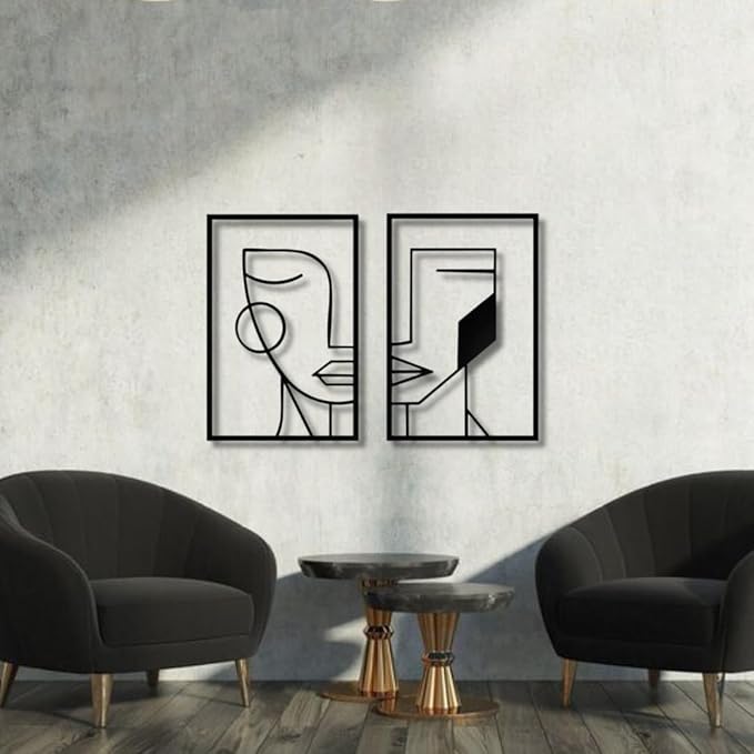 Generic Bohemian Wall Panel, 2 Pack (60X40CM), Black Wood, Landscape Orientation, Framed, Indoor Use, Bedroom & Living Room