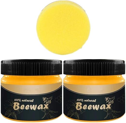 Wood Seasoning Natural Beeswax Cleaner and Polish for Furniture, Floor, Tables, Cabinets - Pack of 2