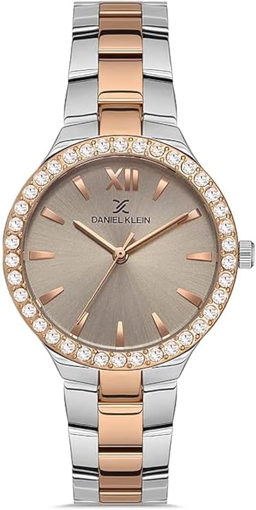 Daniel Klein Watch for Women Quartz Movement Analog Display Silver and Rose Gold Metal Strap-DK.1.13205-6