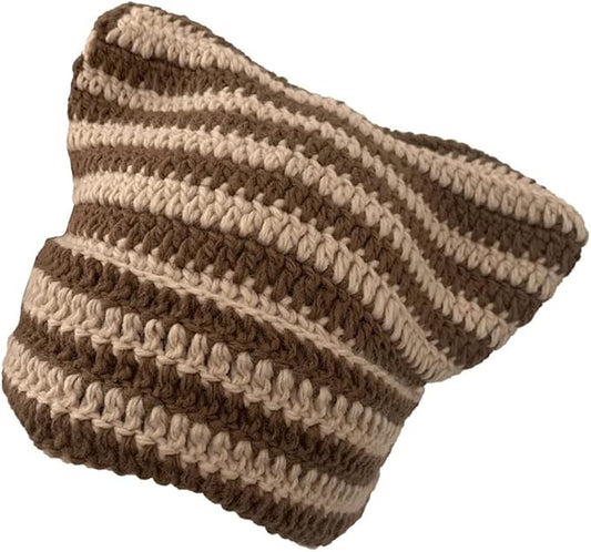 QBLIT Cat Beanie Crochet Hats for Women Vintage Beanies Women