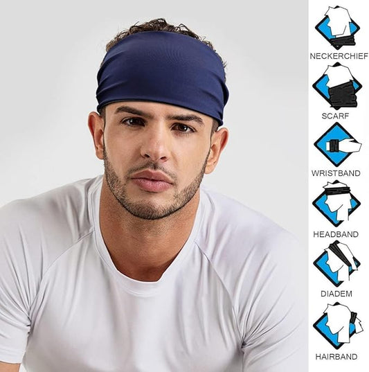 3PCS Absorbent Sport Sweat Headbands For Men Women Unisex Quick Drying and Non-Slip Stretchy Moisture Wicking Sweatbands Solid Color Elastic Hair Bands for Basketball, Yoga, Exercise, Workout