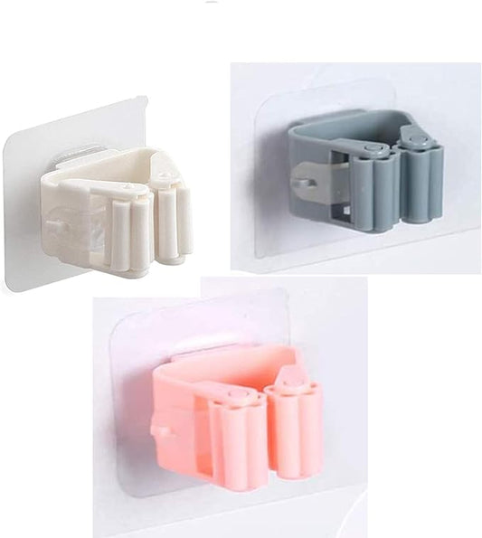 3 Pack Broom Mop Holder Broom Mop Holder Broom Gripper Holds Self Adhesive Reusable No Drilling Anti-Slip Wall Mounted Storage Rack Storage & Organization for Your Home, Kitchen,Bathroom and Wardrobe