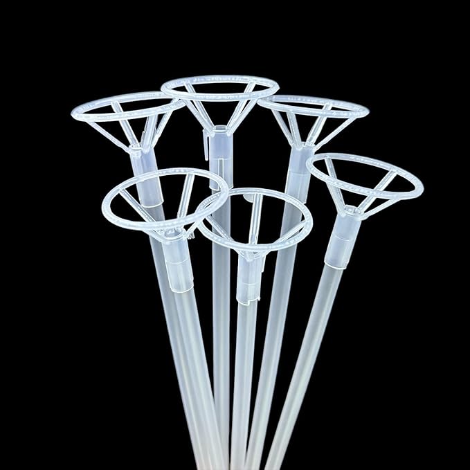 Balloon Sticks with Cups, 30 Packs, 40.64 cm Long, Clear Plastic Bobo Balloon Holders for Wedding, Birthday, Party, Anniversary, Baby Shower