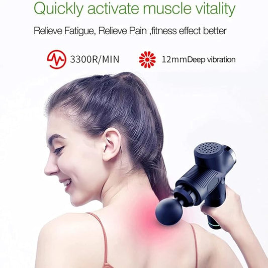 AnneFish Massage Gun with 6 Heads & 30 Speeds, Percussion Therapy for Deep Tissue, Relieving Muscle Soreness (Includes Free Yoga Band)