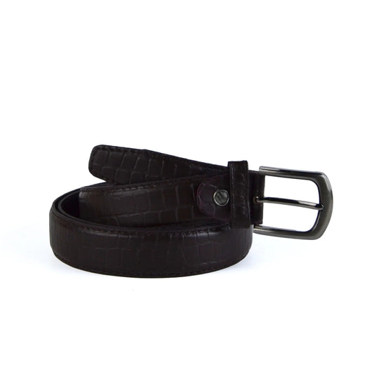 Leather classic belt – CROC BROWN