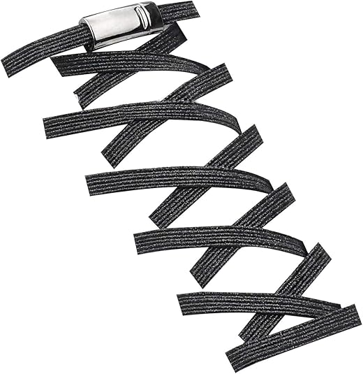 Aiboxin No Tie Elastic Shoelaces, With Magnetic Shoe Laces Lock - One Size Fits All Kids & Adult, Gloss Black,